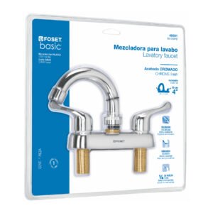 Mezcladora 4' lavabo, ABS,cuello curvo,palanca,blister,BASIC