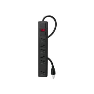 Multicontacto 16 AWG doméstico con 6 entradas, negro Volteck