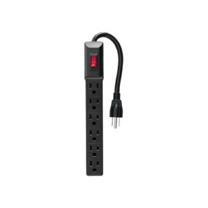 Multicontacto 16 AWG doméstico económico 6 entradas, negro