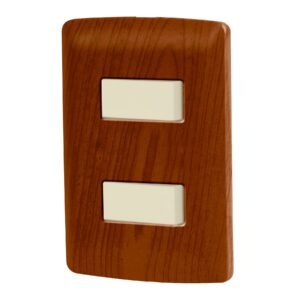 Placa armada 2 interruptores sencillos,madera,línea Italiana