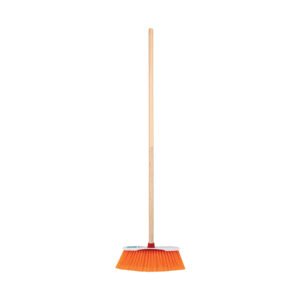 Escoba estándar cerdas de PET extra suaves, bastón de madera